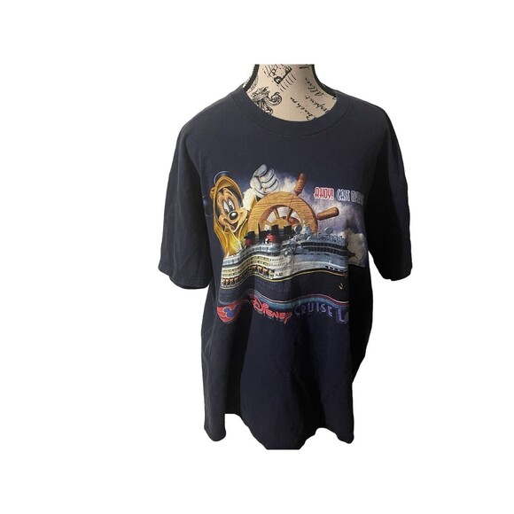 VTG Disney Cruise Line Mickey Mouse Ahoy! Cast Member T Shirt Blue Sz Large RARE - Picture 1 of 16